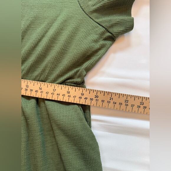 Torrid Mini Rib Knit Babydoll Skater Dress Olive Army Green Size 3 - Picture 9 of 12